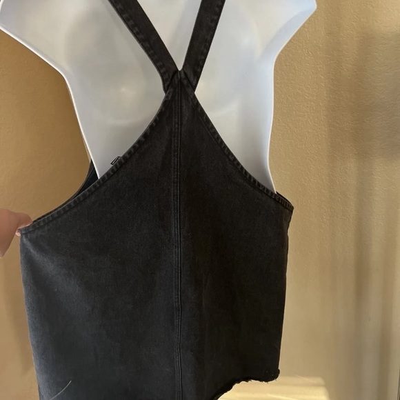 Disney Forever 21 Mickey Mouse Black Denim Overall Dress Size 2X Raw Rolled Hem - Picture 6 of 8